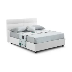Letti Matrimoniali|Letti Contenitore > Dmora Letto Matrimoniale Sfoderabile Contenitore, Dimensione Materasso 160x190 cm Made in Italy - Brolo Bianco