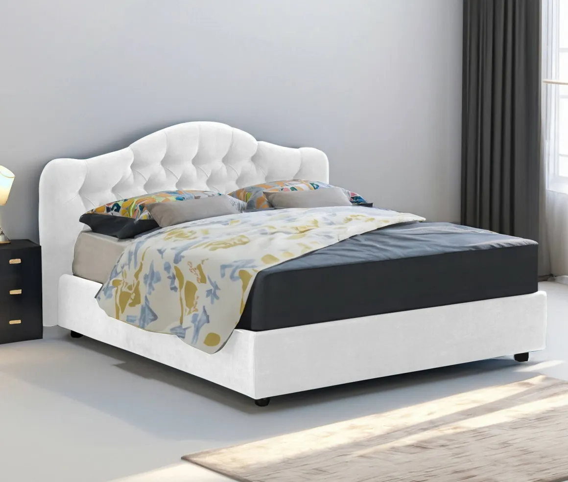 Letti Matrimoniali|Letti Contenitore > Dmora Letto Matrimoniale Sfoderabile Contenitore, Dimensione Materasso 160x200 cm Made in Italy - Ator Bianco