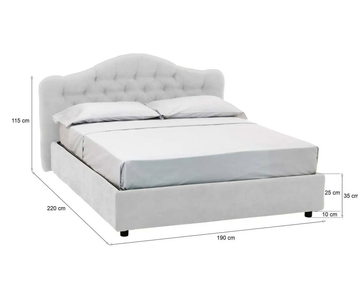 Letti Matrimoniali|Letti Contenitore > Dmora Letto Matrimoniale Sfoderabile Contenitore, Dimensione Materasso 160x200 cm Made in Italy - Ator Bianco