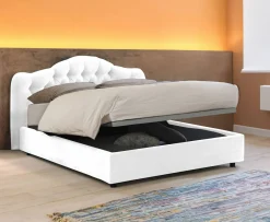 Letti Matrimoniali|Letti Contenitore > Dmora Letto Matrimoniale Sfoderabile Contenitore, Dimensione Materasso 160x200 cm Made in Italy - Ator Bianco