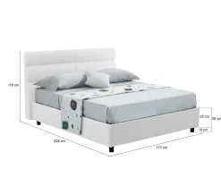 Letti Matrimoniali|Letti Contenitore > Dmora Letto Matrimoniale Sfoderabile Contenitore, Dimensione Materasso 160x200 cm Made in Italy - Bubbio Bianco