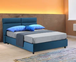 Letti Matrimoniali|Letti Contenitore > Dmora Letto Matrimoniale Materasso Incluso Sfoderabile, Contenitore Made in Italy - Asica Blu