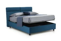 Letto Matrimoniale blu Materasso Incluso Sfoderabile, Contenitore Made in Italy - Annus
