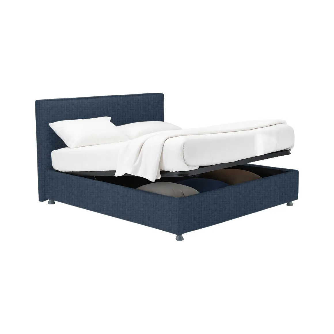 Letto Matrimoniale blu Sfoderabile Contenitore, Dimensione Materasso 160x190 cm - Fasanella