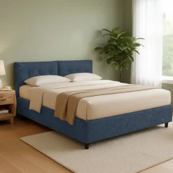 Letti Matrimoniali|Letti Contenitore > Dmora Letto Matrimoniale Sfoderabile Contenitore, Dimensione Materasso 160x190 cm - Lioni Blu