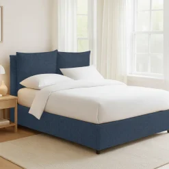 Letti Matrimoniali|Letti Contenitore > Dmora Letto Matrimoniale Sfoderabile Contenitore, Dimensione Materasso 160x190 cm - Soliera Blu