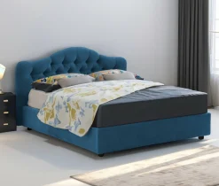 Letti Contenitore > Dmora Letto Matrimoniale Sfoderabile Contenitore, Dimensione Materasso 160x190 cm Made in Italy - Brienno Blu