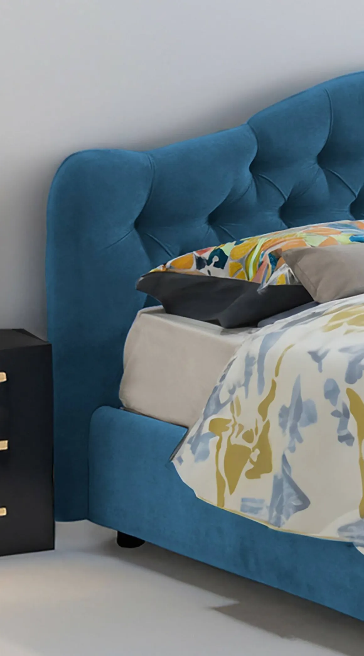 Letto Matrimoniale blu Sfoderabile Contenitore, Dimensione Materasso 160x190 cm Made in Italy - Arex