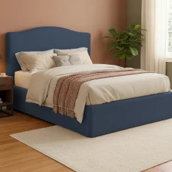 Letti Matrimoniali|Letti Contenitore > Dmora Letto Matrimoniale Sfoderabile Contenitore, Dimensione Materasso 160x200 cm - Orino Blu