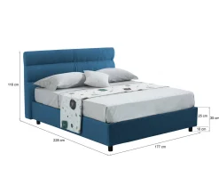 Letto Matrimoniale blu Sfoderabile Contenitore, Dimensione Materasso 160x200 cm Made in Italy - Briaglia