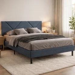 Letto matrimoniale blu 169x204cm imbottito - Morpheus