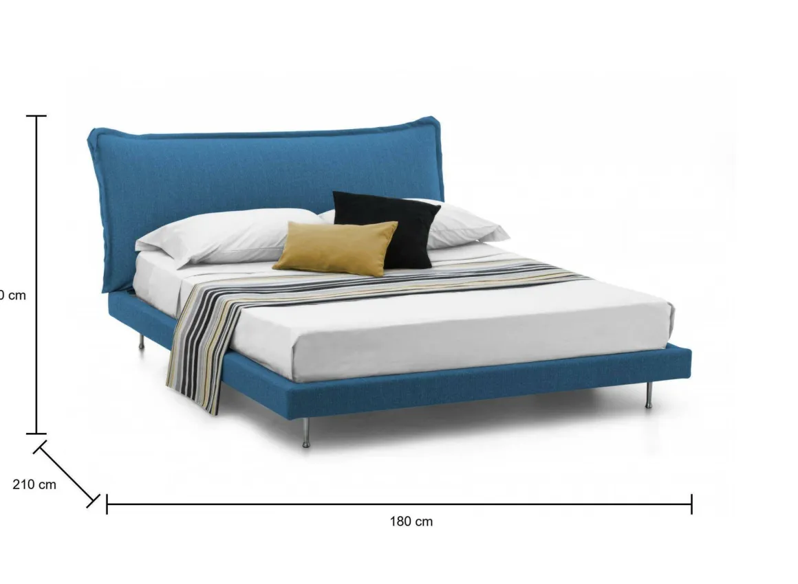 Letto matrimoniale blu 180x210cm imbottito - Arcore