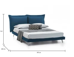 Letto matrimoniale blu 180x220cm imbottito - Anatoly