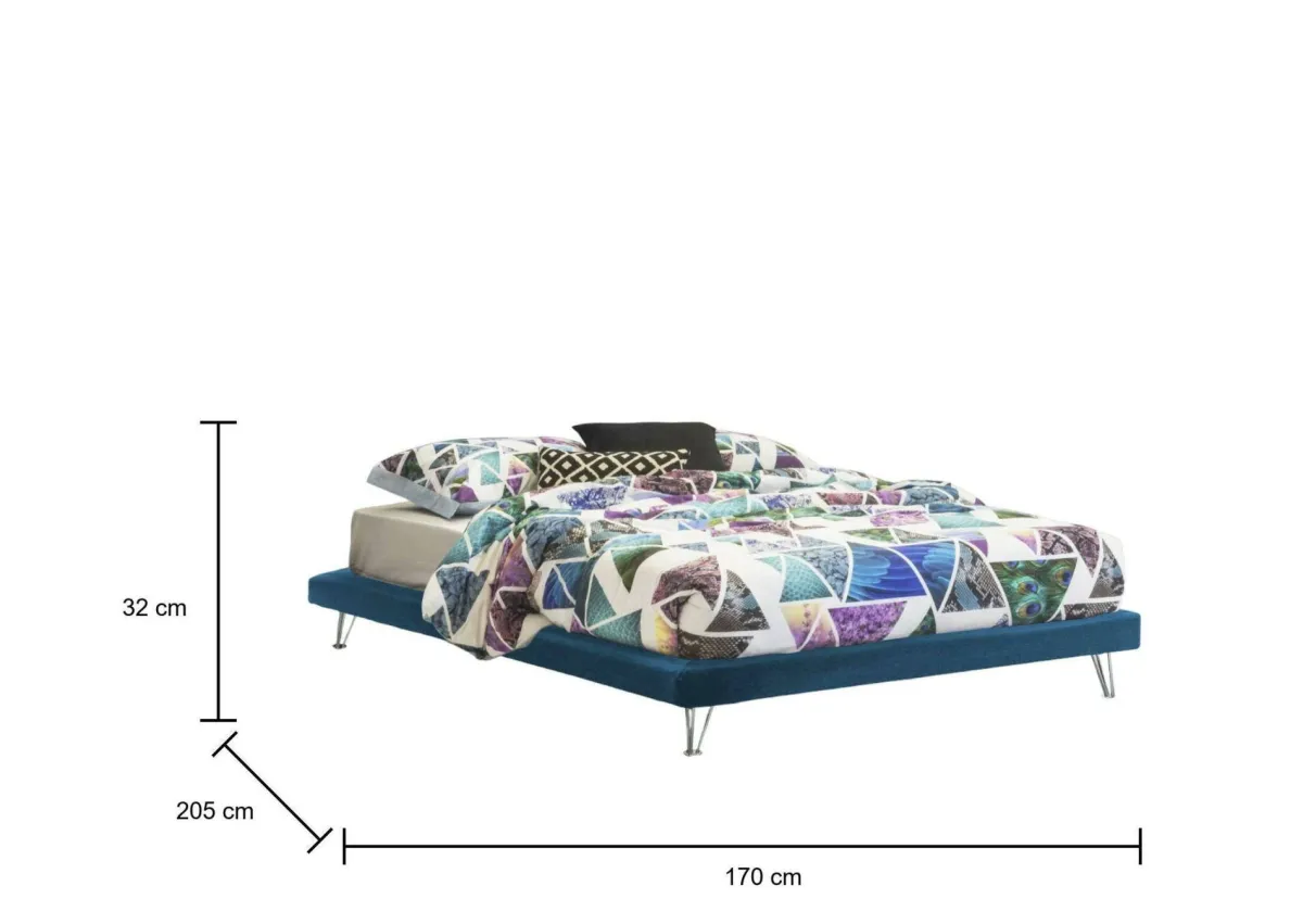 Letti Matrimoniali|Camera Da Letto > Dmora Letto matrimoniale 170x205cm sfoderabile - Arbatrax Blu