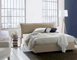 Letti Matrimoniali|Letti Contenitore > Dmora Letto matrimoniale con contenitore 190x225cm - Arcole Beige