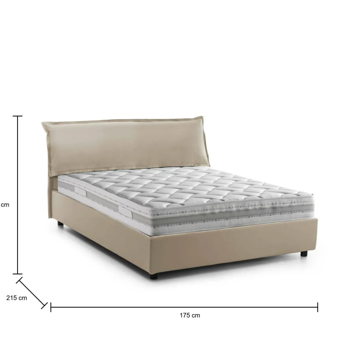Letti Matrimoniali|Letti Contenitore > Dmora Letto matrimoniale con contenitore 190x225cm - Arcole Beige