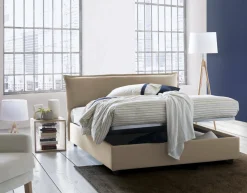 Letti Matrimoniali|Letti Contenitore > Dmora Letto matrimoniale con contenitore 190x225cm - Arcole Beige