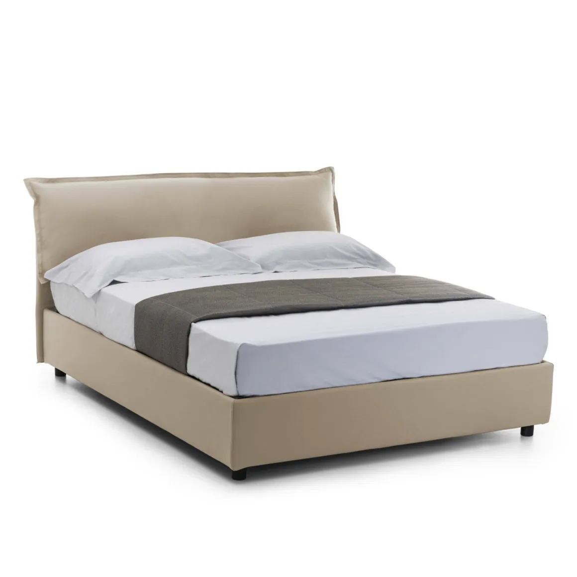 Letti Matrimoniali|Letti Contenitore > Dmora Letto matrimoniale con contenitore 190x225cm - Arcole Beige