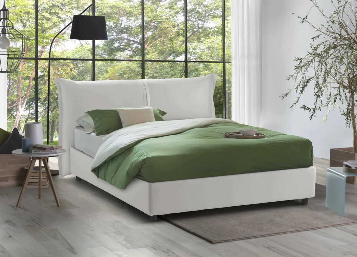 Letti Matrimoniali|Letti Contenitore > Dmora Letto matrimoniale con contenitore 175x205cm - Akym Bianco