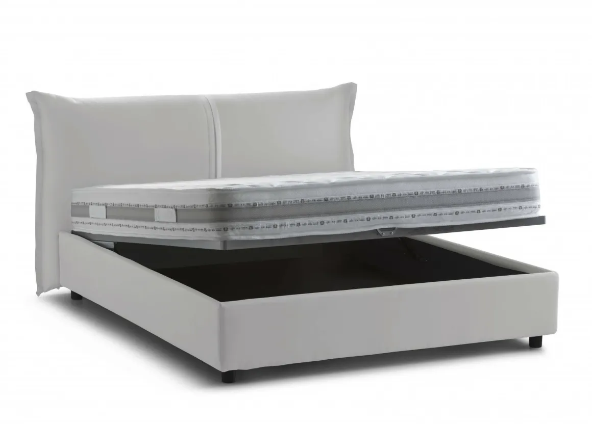 Letti Matrimoniali|Letti Contenitore > Dmora Letto matrimoniale con contenitore 175x205cm - Akym Bianco