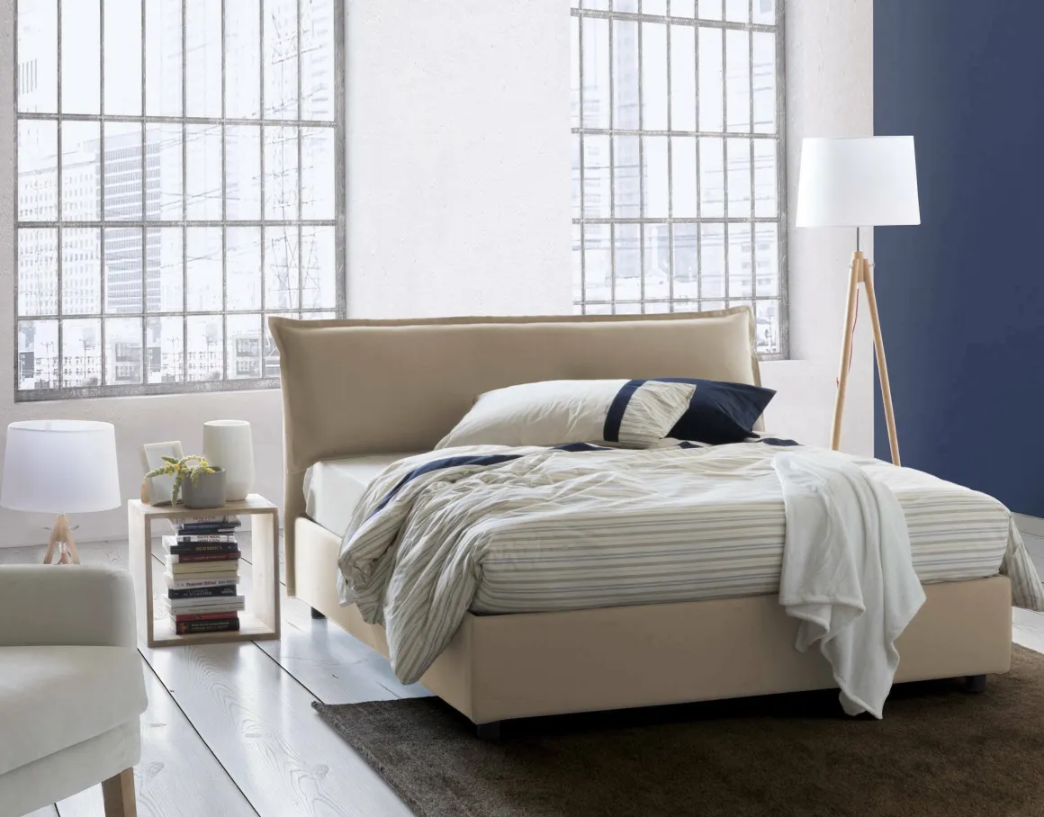 Letti Matrimoniali|Letti Contenitore > Dmora Letto matrimoniale contenitore 175x205cm design - Apel Beige
