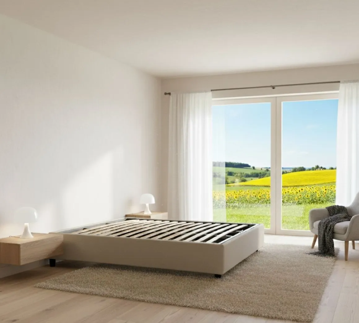 Letti Matrimoniali|Letti Contenitore > Dmora Letto matrimoniale contenitore 175x205cm rivestito in tessuto - Andyymion Beige