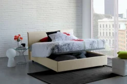 Letti Matrimoniali|Letti Contenitore > Dmora Letto matrimoniale contenitore 175x205cm testiera imbottita - Anassimene Beige