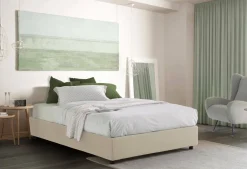 Letti Matrimoniali|Letti Contenitore > Dmora Letto matrimoniale contenitore 175x215cm moderno - Alaska Beige