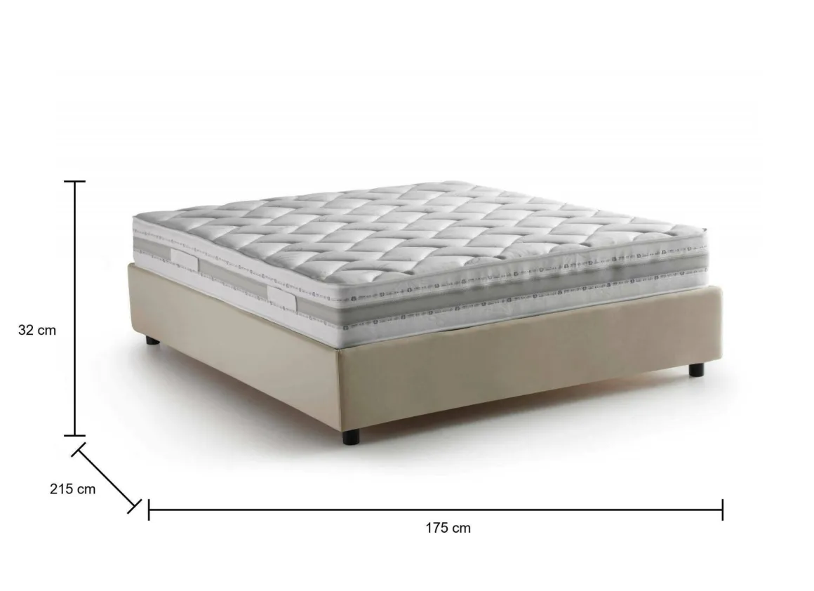 Letti Matrimoniali|Letti Contenitore > Dmora Letto matrimoniale contenitore 175x215cm moderno - Alaska Beige