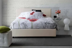 Letti Matrimoniali|Letti Contenitore > Dmora Letto matrimoniale contenitore 175x215cm rivestito in tessuto - Arcan Beige
