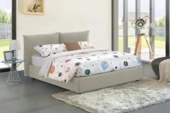 Letti Matrimoniali|Letti Contenitore > Dmora Letto matrimoniale contenitore 171x204cm imbottito - Albanio Bianco