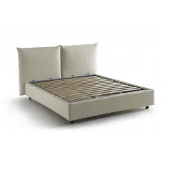 Letti Matrimoniali|Letti Contenitore > Dmora Letto matrimoniale contenitore 171x204cm imbottito - Albanio Bianco