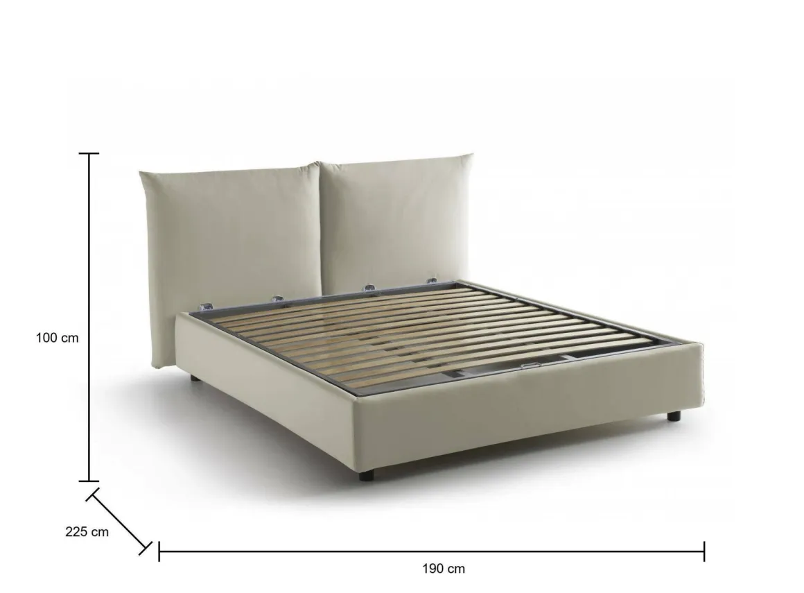 Letti Matrimoniali|Letti Contenitore > Dmora Letto matrimoniale contenitore 171x204cm imbottito - Albanio Bianco