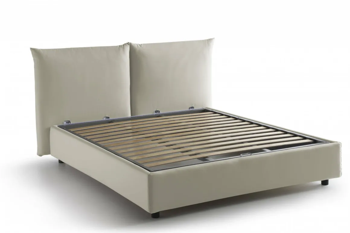 Letti Matrimoniali|Letti Contenitore > Dmora Letto matrimoniale contenitore 171x204cm imbottito - Albanio Bianco