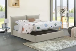 Letti Matrimoniali|Letti Contenitore > Dmora Letto matrimoniale contenitore 171x204cm imbottito - Albanio Bianco