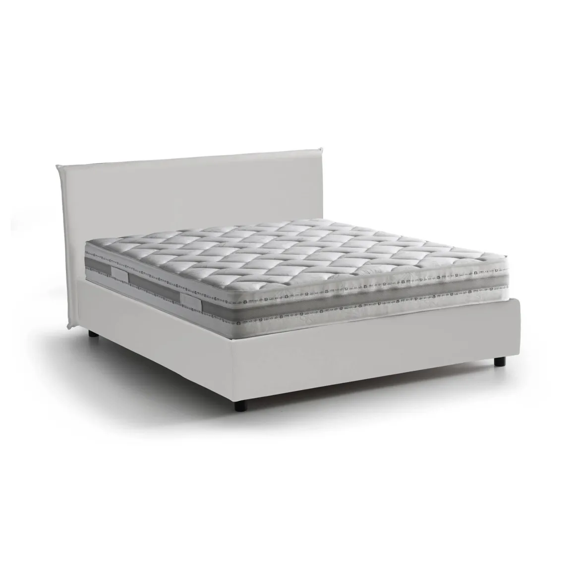 Letti Matrimoniali|Letti Contenitore > Dmora Letto matrimoniale contenitore 175x205cm minimal - Anassimene Bianco