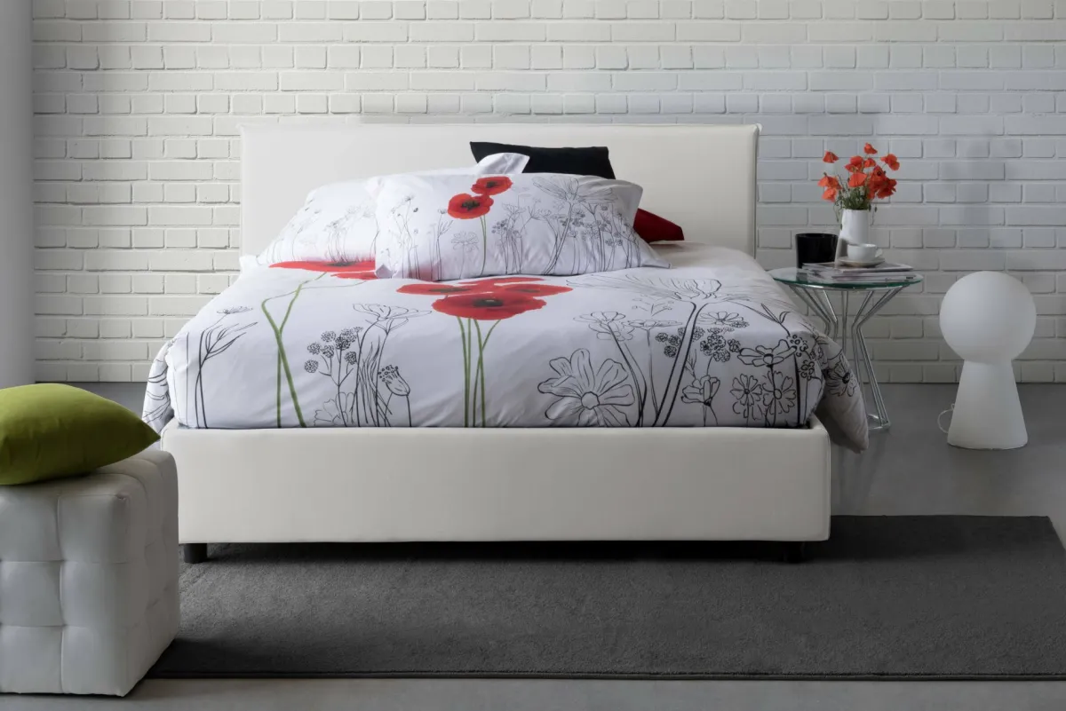 Letti Matrimoniali|Letti Contenitore > Dmora Letto matrimoniale contenitore 175x205cm minimal - Anassimene Bianco