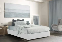 Letti Matrimoniali|Letti Contenitore > Dmora Letto matrimoniale contenitore 175x205cm rivestimeno in ecopelle - Alastorn Bianco