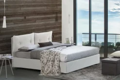 Letti Matrimoniali|Letti Contenitore > Dmora Letto matrimoniale contenitore 175x205cm rivestimento in tessuto - Akasha Bianco