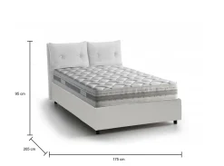 Letti Matrimoniali|Letti Contenitore > Dmora Letto matrimoniale contenitore 175x205cm rivestimento in tessuto - Akasha Bianco