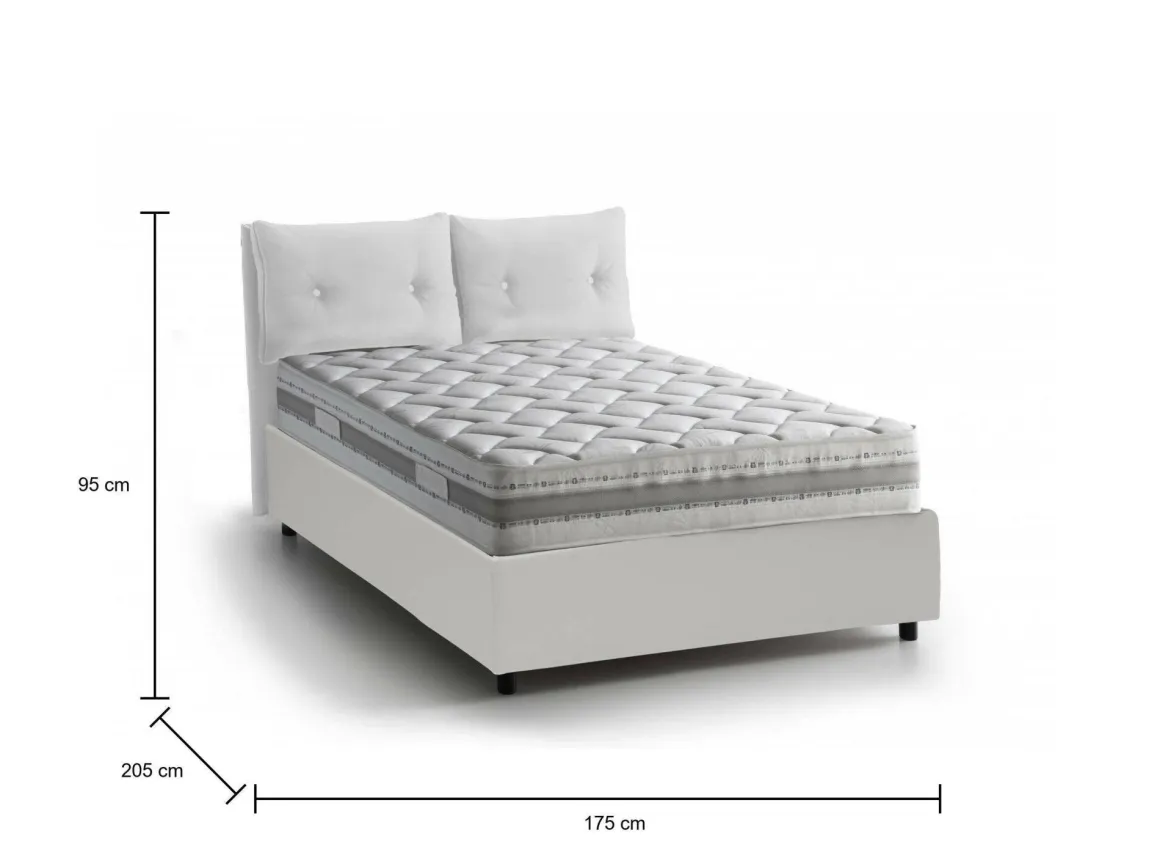 Letti Matrimoniali|Letti Contenitore > Dmora Letto matrimoniale contenitore 175x205cm rivestimento in tessuto - Akasha Bianco
