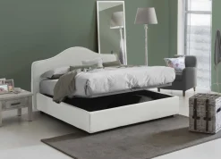 Letti Matrimoniali|Letti Contenitore > Dmora Letto matrimoniale contenitore 175x205cm rivestito in ecopelle - Abul Bianco