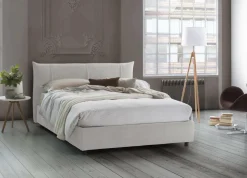 Letti Matrimoniali|Letti Contenitore > Dmora Letto matrimoniale contenitore 175x215cm con testiera arrotondata - Ayur Bianco