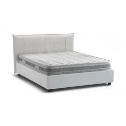 Letti Matrimoniali|Letti Contenitore > Dmora Letto matrimoniale contenitore 175x215cm con testiera arrotondata - Ayur Bianco