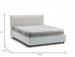 Letti Matrimoniali|Letti Contenitore > Dmora Letto matrimoniale contenitore 175x215cm con testiera arrotondata - Ayur Bianco