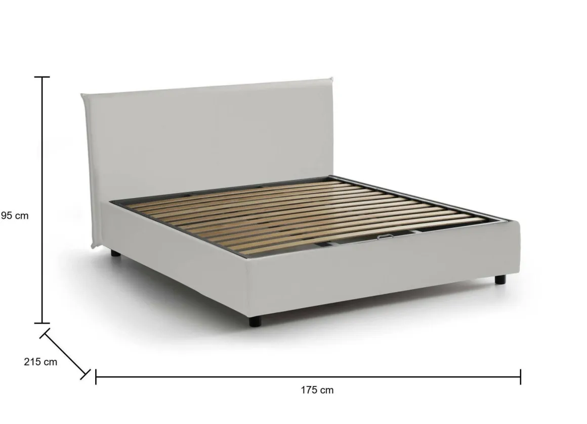 Letto matrimoniale contenitore bianco 175x215cm portaoggetti - Ariella