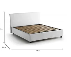 Letto matrimoniale contenitore bianco 175x215cm rivestito in tessuto - Arcan