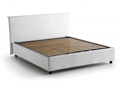 Letto matrimoniale contenitore bianco 175x215cm rivestito in tessuto - Arcan