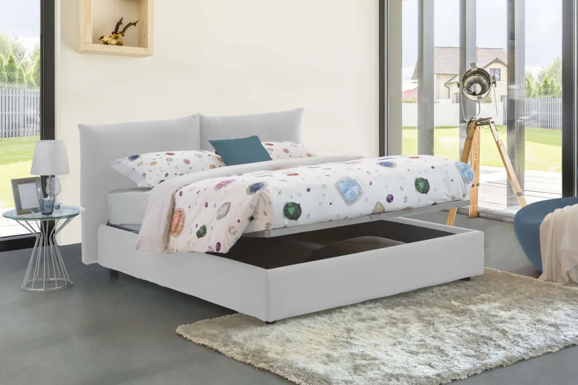Letti Matrimoniali|Camera Da Letto > Dmora Letto matrimoniale contenitore 190x225cm classico - Aghineo Bianco