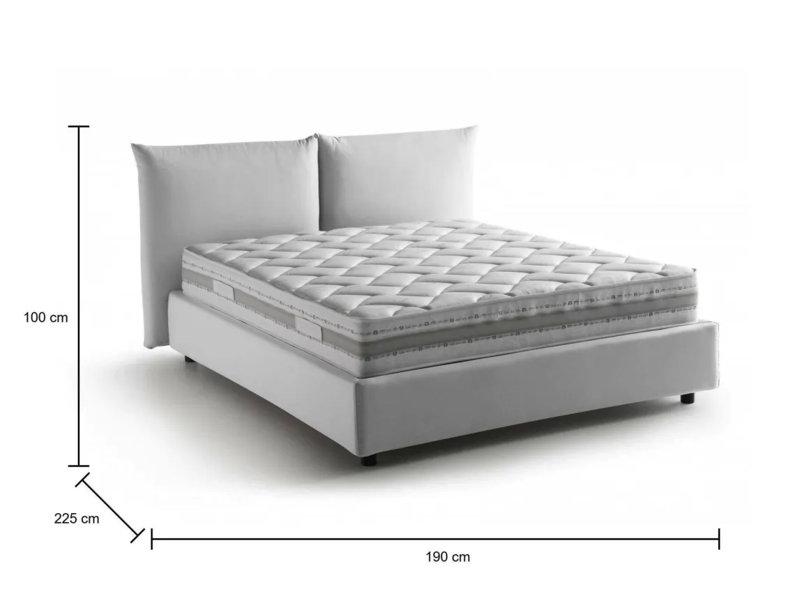 Letto matrimoniale contenitore bianco 190x225cm imbottito - Arcole